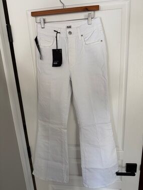 PAIGE  Marlow Skimmer -White High-Rise - Flared Hem